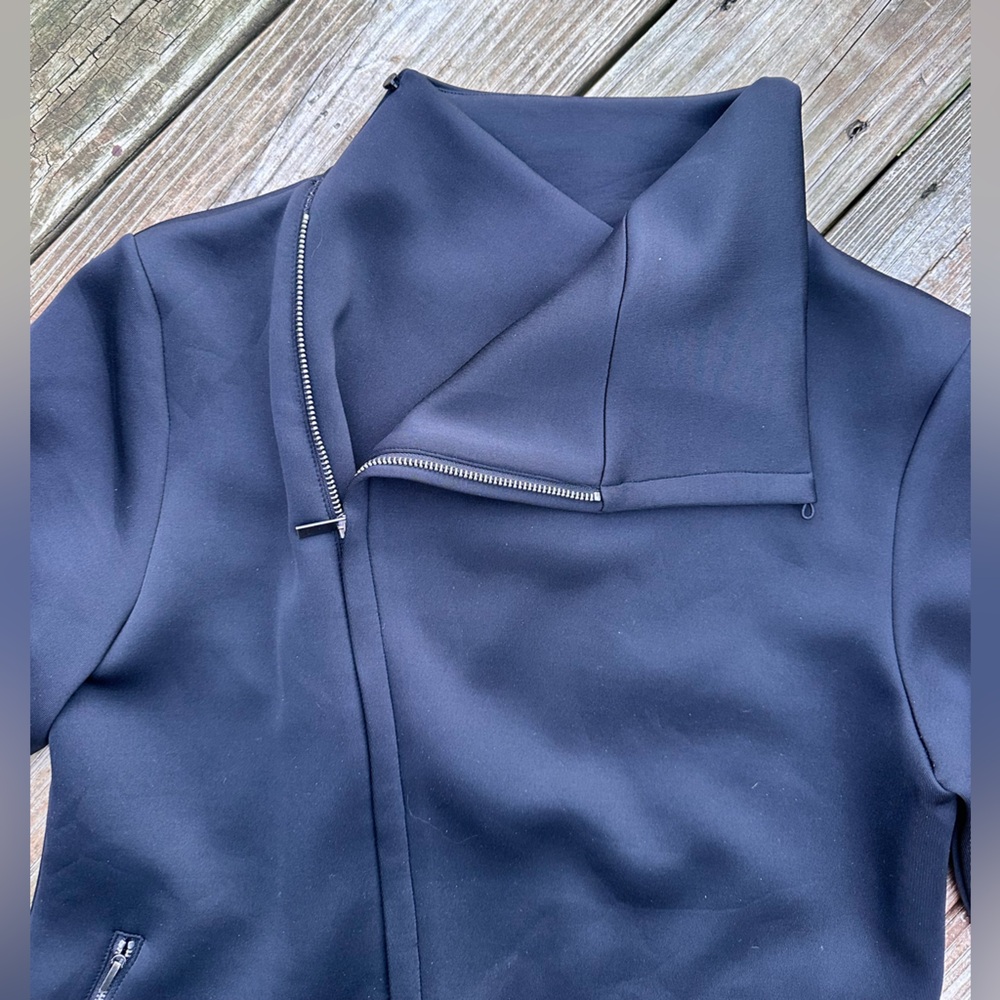ADAY Up In The Air Jacket Scuba Asymmetrical Zip Biker Jacket - Picture 7 of 9